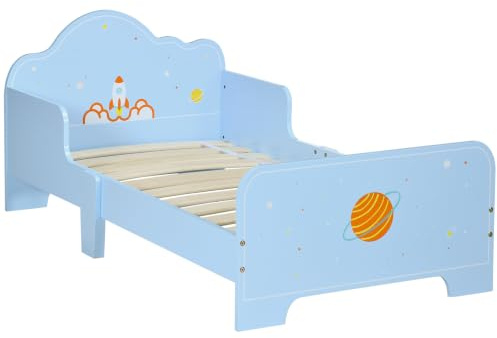 ZONEKIZ Letto per Bambini 70x140 cm con Sponde Anti-Caduta, Azzurro