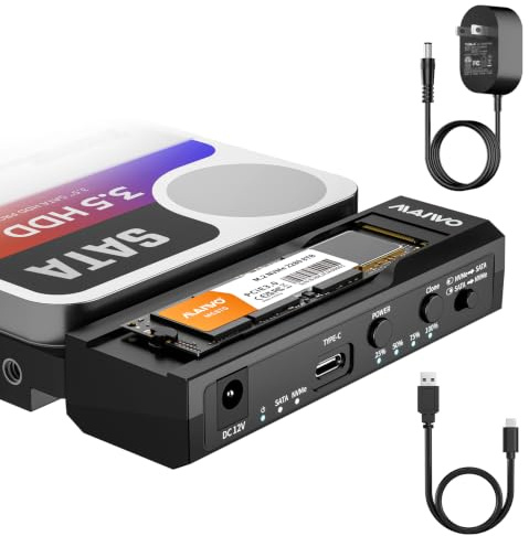 MAIWO M.2 NVMe a 2.5 pulgadas 3.5 pulgadas fuera de línea clon clon, M.2 a SATA SSD HDD Cloner, USB-C Type-C Max 10Gbps Standalone Clone Duplicator