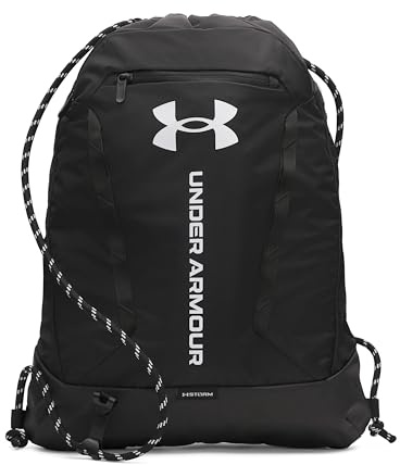 Under Armour Unisex Hustle Sackpack, (001) Black/Black/White, One Size Fits Most