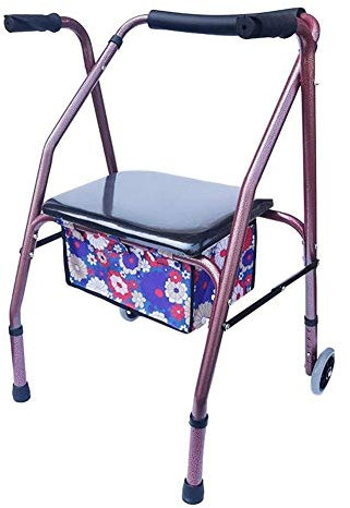 RUHEN Klappbarer Rollator mit 4 Bremsen, Rollator für Pflegeheime, zusammenklappbarer Rollator für Behinderte, Handschieberad, Sitzrollator mit Einkaufstaschen, Standard-Gehhilfen und Gehgestelle