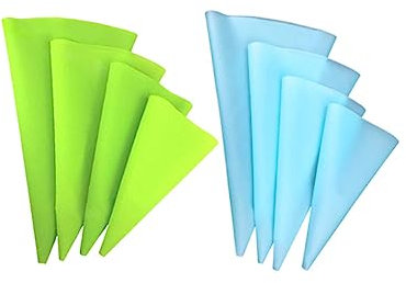 PRETYZOOM 8pezzi Sacchetti in Silicone Per Glassa Crema Pasticcera e Decorazione Di Torte Riutilizzabili e Monouso in Silicone Sicuro Di Diverse Misure Per Cupcake Biscotti e Caramelle