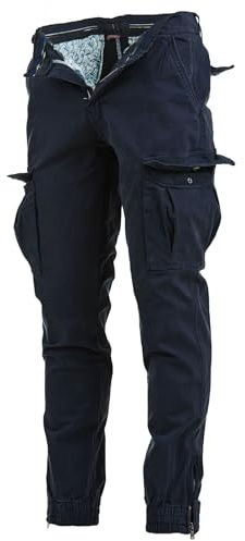 Instinct I Pantaloni Uomo Cargo con Tasche Laterali Slim Fit Autunno Inverno Caldi, Pantaloni Tasconati Multitasche Militari da Lavoro con Elastico alla Caviglia e Coulisse, Taglia 48, Blu MK-606
