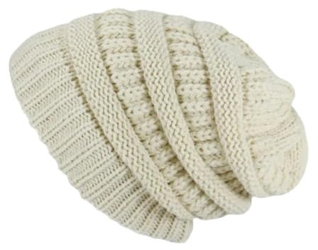 YUECIBAI Fliegermützen Satin Beanie Mützen Gestreifte Strick Mützen Einfarbig Dicke Kappe Weich Slouchy Warm Hut Ski Kappe Beige