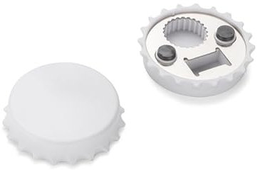 Magnetischer Flaschenöffner in Kronkorkenform mit Schlüsselanhänger 25-500 Stück Flaschenverschluss und Öffner aus Kunststoff und Metall Praktisch,Kompakt für Zuhause oder als Werbegeschenk