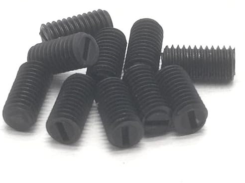 Befestigungsschrauben Klassifizierungskit, 100 Stück M3 M4 M5 M6 M8 * 4/6/8/10/12/16/20 mm GB73 DIN551 schwarzer Nylon-Kunststoff mit Schlitz, flacher Spitze und kopflosem Gewindestift(M6 x 10)