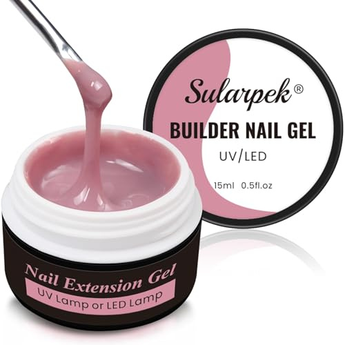 Sularpek Gel Construction Ongle UV, 15 ML Builder Gel, Base Gel UV Ongles, Gel de Construction Ongle, Ongle Gel pour Renforcement, Extension et Nail Art Manucure DIY(Nude Cover)