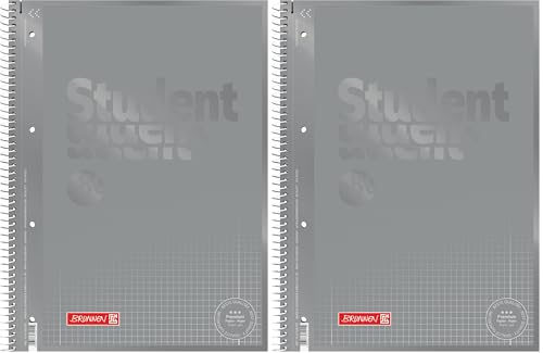 Brunnen 1067928192 Notizblock/Collegeblock Student Colour Code (A4 kariert, Lineatur 28, 90 g/m², 80 Blatt) silber (Packung mit 2)