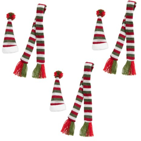 Cabilock Lot De 9 Bouteilles De Vin en Argenterie Décoration De Bouteille Chic Chapeau De Père Noël Support De Vaisselle Vaisselle De Noël Décorations De Noël en Peluche Étiquettes