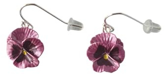 Pansy Pink Flower Drop Earrings