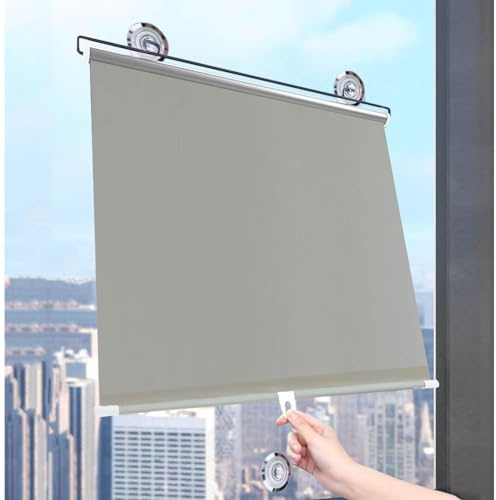 Sonakia Tende a Rullo Oscuranti a Ventosa, Persiane Oscuranti UV-Resistenti 90%, Tende a Rullo Parasole Senza Foratura, Tenda Avvolgibile per Finestre con Ventose,grey-40x150cm/16 * 59in