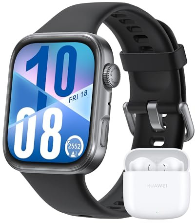 HUAWEI Watch FIT 4 Montre connectée, + Freebuds SE 2 Blanc, Ultra-Fine, iOS et Android, Autonomie de la Batterie jusqu'à 10 Jours, Appels Bluetooth, GPS, AMOLED écran, Tracker d'activité, Noir