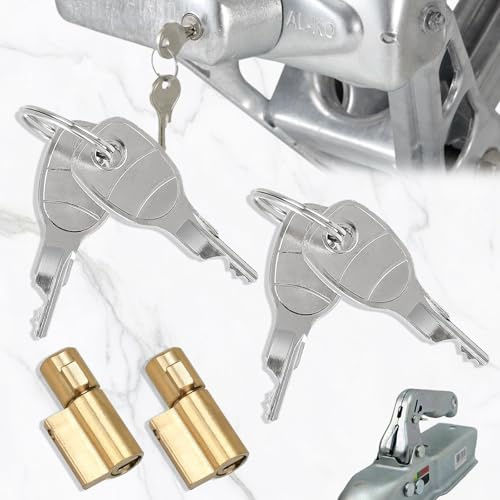 Srup 2 Pezzi Blocco del rimorchio, Blocchi del rimorchio con 4 tasti, Castello per l'accoppiamento del trailer compatibile, Blocco del rimorchio incluso la barriera del buco della serratura