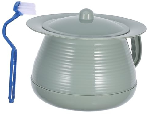 Beavorty Portable Bedroom Chamber Pot with Lid and Handle, Easy to Clean Pp Material Potty Pot for Pregnant Women and Elderly, Convenient Home Urinal with Brush