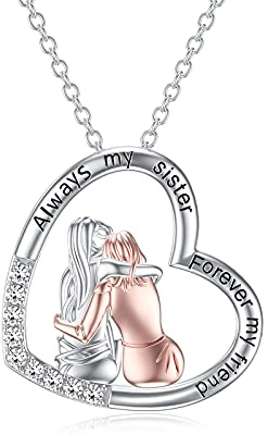 TOUPOP Sister Gifts from Sister Sisters Necklace for 2 925 Sterling Silver Sisters Jewelry Always My Sister Forever My Friend Friendship Necklace Birthday Christmas Gifts