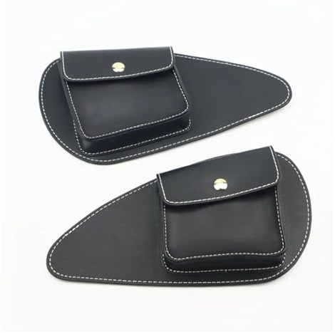 bcumst Coussinets De Réservoir Carburant Universels pour Moto Style Rétro Sac Rangement Autocollants Latéraux Cuir Protège-Genoux Plaques Latérales Rétro Sacoche Selle Moto(Le Noir)