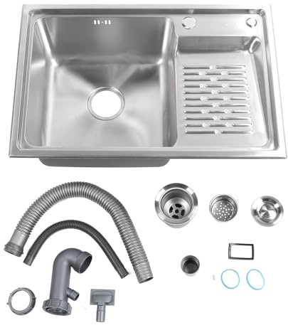 Lavello 1 Vasca Pyramis CA1 Acciaio Inox 304, Dimensioni 68x45cm, Profondità 21cm - Lavabo Incasso Top Mount, Resistente e Facile da Pulire, Ideale per e Lavanderia