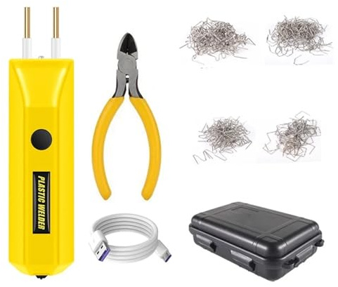 car Welding Machine 2 in 1 Plastic Welder Kit 100W Portable MINI Hot Plastic Crack Repair Tool Repair Bumper 200 Nails(Yellow)