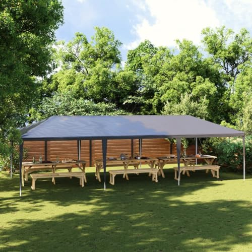 Tente de réception, professionnelle, 4 x 9 m, anthracite, 90 g/m², résistante aux UV et à l'eau, structure en acier robuste, pour jardin et fêtes d'extérieur, grand chapiteau