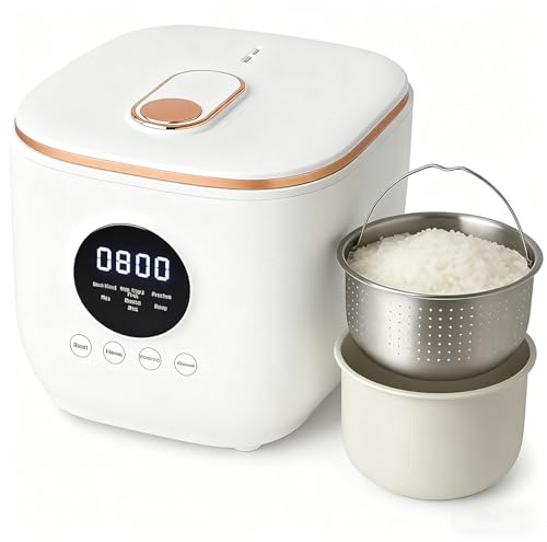 3L Low Sugar Electric Rice Cooker - Carb Reducing with Steamer Basket, Ceramic Inner Pot & Stainless Steel Filter, Compact Healthy Cooker for 1-4 People
