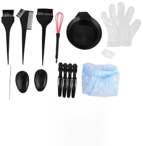 BELLIFFY Kit de Coloration Capillaire 15 Pièces Outils de Coloration Capillaire Professionnels Bol Peigne et Brosse Assortis Usage Salon et Domicile Kit pour Mèches Balayages
