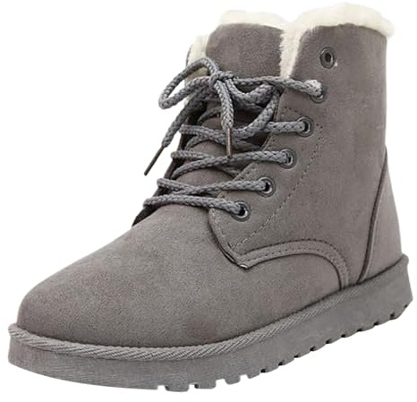 Generisch 2026 Stivali corti in pelle accatastati Tacco Stivali da donna Stivali alla moda Stivali da donna, grigio., 40 EU