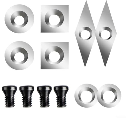 Lot de 8 lames d'outils de travail du bois, 4 tailles différentes en carbure de tungstène, lames de rechange pour tour à bois, burins en plastique