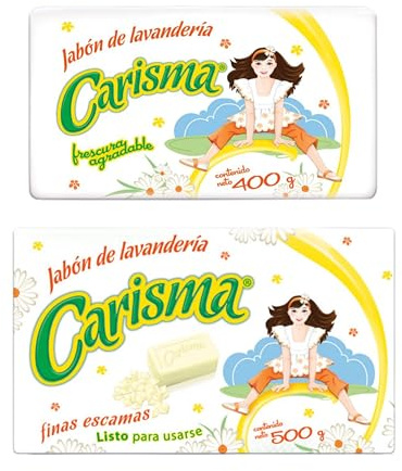 Carisma Laundry Soap Bar and Flakes Box, Lavanderia Soap, 1 Bar and 1 Flakes Box