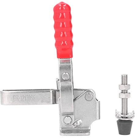 Baxnore Abrazadera de palanca profesional de acero inoxidable 304, abrazadera de sujeción vertical de liberación rápida resistente con agarre de goma para carpintería, metalurgia,