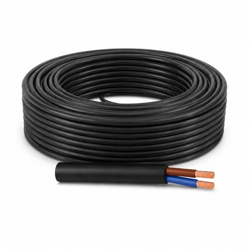 WEBMATEL Cable RV-K 2x4mm 0.6/1kV 25 Metros - Manguera Flexible RVK Bipolar 4MM2 para Exterior Negro Instalacion Electrica
