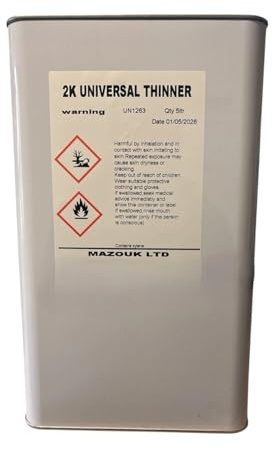 5Lt 2K Fast Thinner, Professional Paint Solvent for Lacquers and Primers, Car Paint Thinners Basecoat Clearcoat Colour Primer