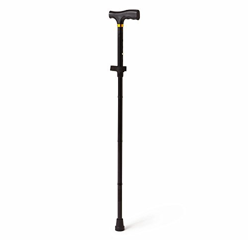 Medline Adjustable Folding T-Handle Cane, Lightweight Aluminum, 32-36 Inches, Black, Supports Up to 250 lbs - Portable Mobility Aid for Enhanced Independence, Pack of 6