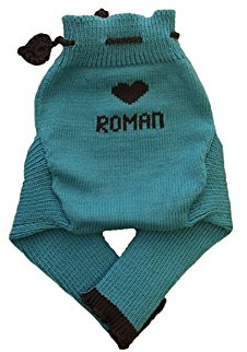 Personalisiert 100% Merino Wolle Baby Wollwindelhose Überhosen Longies Soaker gestrickt Maßgeschneidert S Aqua blue-Dark grey