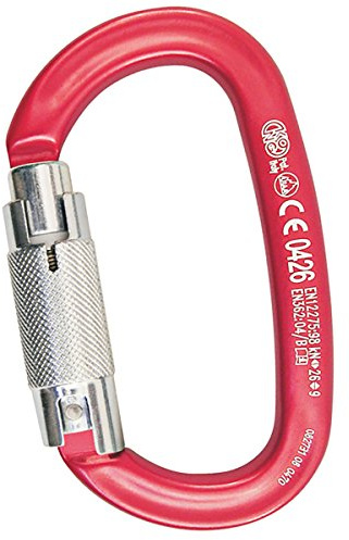 Kong. Ovalone Alu Twist Lock - Moschettone Ovale in Alluminio, chiusura 2 Movimenti. Apertura Ampia. Sistema Keylock. Certificato CE. Per arrampicata, Ferrata e Soccorso. Peso 79g. Colore Rosso/Lucido