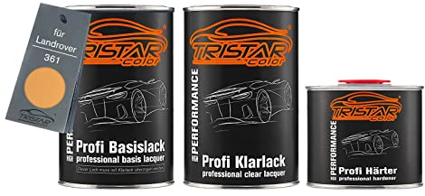 TRISTARcolor Autolack Set Dose spritzfertig für Landrover 361 Camel Yellow/Sandglow Basislack + 2K Klarlack 2,5L