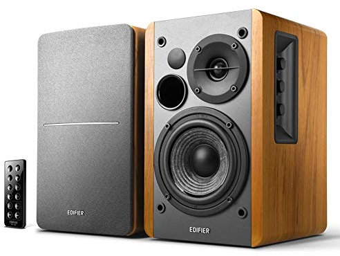 Edifier Studio R1280DB - 2.0 Bluetooth-Lautsprechersystem (42 Watt), Regallautsprecher mit Infrarot-Fernbedienung in Holzfarbe