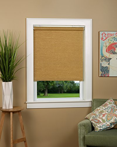 Green Mountain Vista Textured Wicker Color Woven Cordless Spring Roller Blind - Size 29 Wide x 72 Long, Cordless Blind & Shade for Home Windows, Light Filtering, Total Privacy