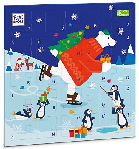 Ritter Sport Quadrat Adventskalender 2025, 24 Türchen mit Minis & Schokowürfeln, bunter Schokoladen-Mix zum Verschenken, ideal als Geschenk für Kinder & Erwachsene, 1 Weihnachtskalender, 347g
