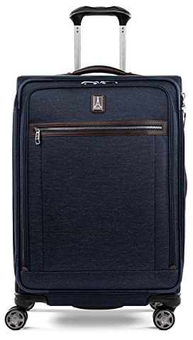 Travelpro Platinum Elite Softside Expandable Luggage, 8 Wheel Spinner Suitcase, USB Port, Fits up to 15 Laptop, Men and Women, Business Plus, True Navy Blue, Carry-On 20-Inch, Platinum Elite Softside