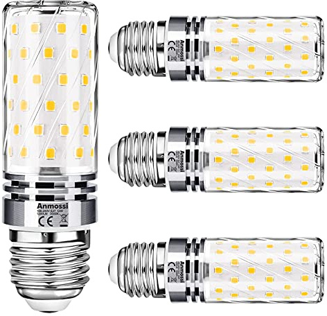 Anmossi Bombillas LED E27 3000K,12W LED maíz Bombilla equivalente a 100W Incandescente Bombilla,Blanco Cálido,1200Lm,No regulable,Edison Tornillo Bombillas,4 unidades