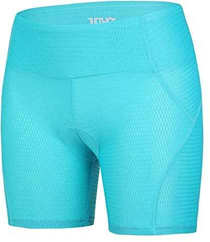 Turnhier Damen Fahrradunterhose 3D Gel Gepolstert Atmungsaktiv Radlerunterhose Schnelltrockend Rutschenhemmend Radsport Unterhose Damen Blau 2XL