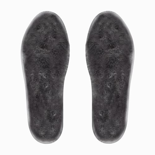 riemot Sheepskin Insoles for Men and Women, Super Thick Premium Lambswool Insoles for Wellies Slippers Boots, Warm Fleece and Comfortable Shoe Insoles for Cold Winter, Gray, UK6/EU39