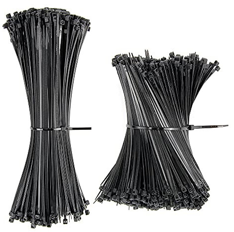 1500 Stück Kabelbinder Schwarz Kabelbinderhalter 500Pcs 200 x 2.5 mm/1000Pcs 120 * 1.9mm UV Beständig Hitzebeständig Verstellbare Kabelbinder Set für Bündelgut Kabelverbinder