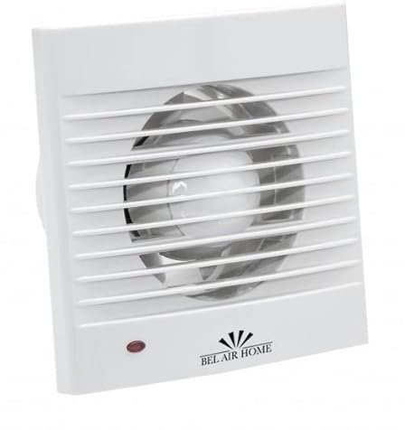 BEL AIR HOME - Extractor para Baño 15W - Gravana en Blanco - Silencioso y Potente - Válido para Boca de 100mm - Policarbonato - 15,9x15,9x8,1 cm - Flujo de Aire de 120m³/h