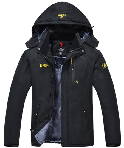donhobo Men's Fleece Winter Waterproof Jacket Windproof Coat WhiteBlack XXL