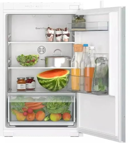 Bosch KIR21NSE0 Frigorífico Integrado Serie 2 Frigorífico Integrado Sin Congelador 88x56 cm, Refrigeración 136 Litros, Bisagra de arrastre, MultiBox XXL, Iluminación LED, EcoAirflow, SuperCooling