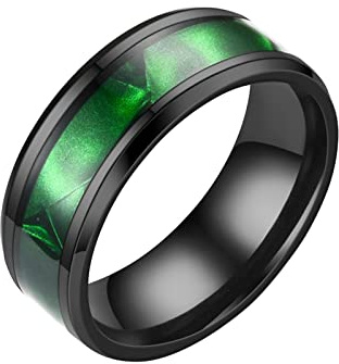 8MM Stainless Steel Rainbow Color Sandblasted Rings Wedding Band Rings For Women Rings For Men Frosted Rings Geometry Rings Size 6 To 13 Pansy Ring (#B-Green, 13)