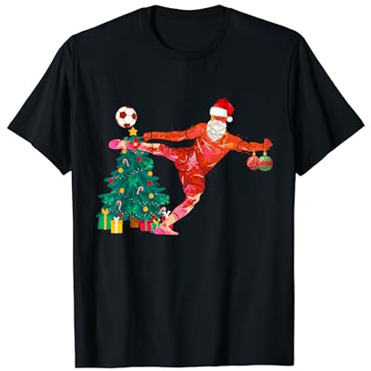 Football Christmas Santa Idea For Kids & Xmas Football T-Shirt