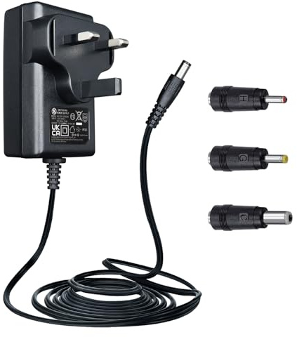 ANLINK 12V 2A/2000mA Power Supply Adapter, AC 100-240V 50/60Hz to DC 12V 2A/2000mA Wall Charger, Center Positive, 1.8M 20AWG Long Cable for Stable and Flexible Use, 3 Tips Included