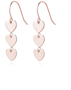 Reffeer Solide 925 Sterling Silber Liebe Herz Tropfen Ohrringe für Frauen Mädchen Herz Baumeln Ohrringe Haken Ohrringe