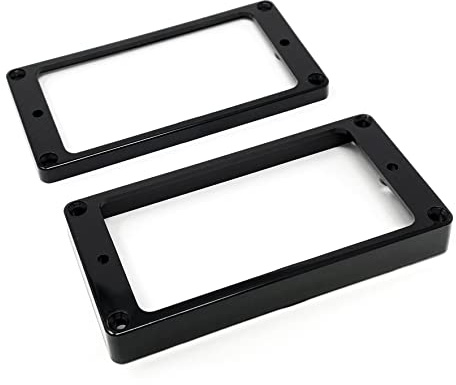 Vintage Forge Humbucker-Tonabnehmer-Montagering-Set (Brücke und Hals) mit flachem Boden, kompatibel mit Gibson Les Paul SG Gitarren HR2020F-BLK, Schwarz
